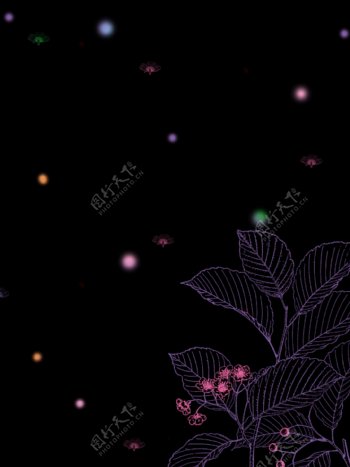 萤火虫与植物背景图