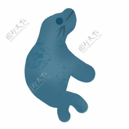 卡通清新蓝色海豹透明素材