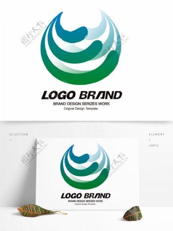 矢量创意蓝绿线条公司标志旅游LOGO设计