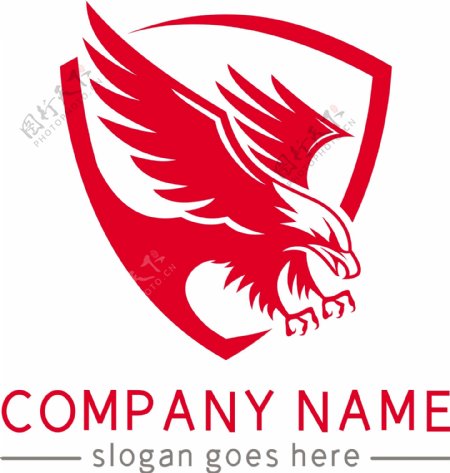 红色动物鹰俯冲高大上logo
