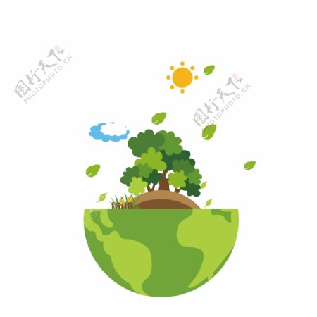 抽象绿色爱护环境地球图案