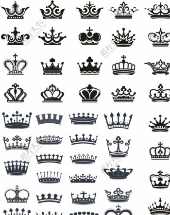 皇冠矢量图黑白装饰