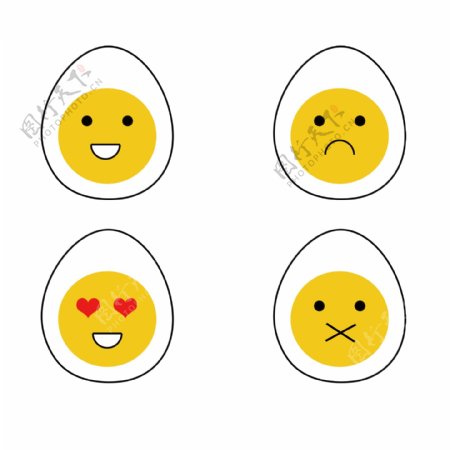 卡通手绘表情鸡蛋元素