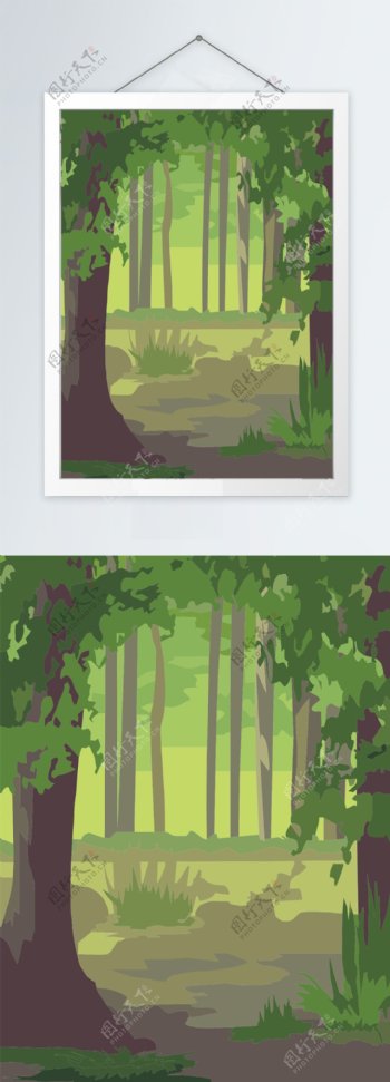 室内森林风景装饰画