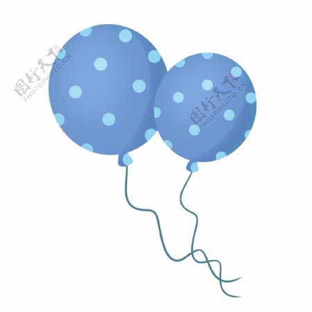 蓝色可爱六一儿童节波点气球