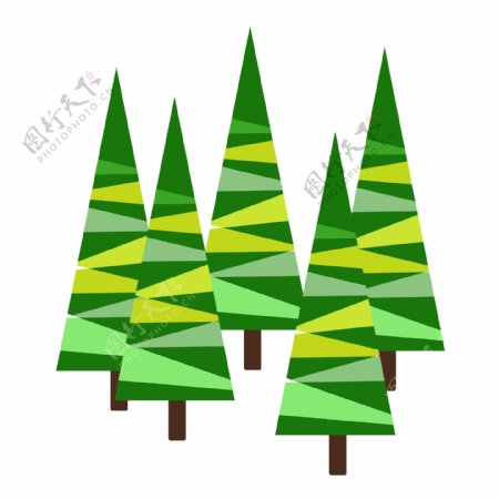三角形绿色大树