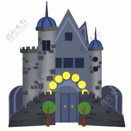 蓝灰色欧式城堡