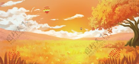 手绘的秋日背景素材