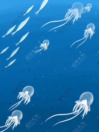 世界海洋水母背景