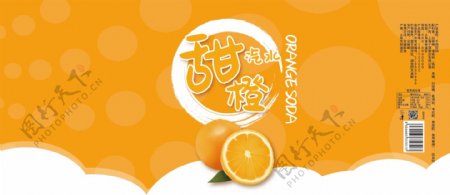 易拉罐橙子甜橙橘子水果味汽水包装果汁饮料
