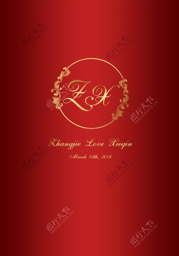 红金色婚礼主题海报