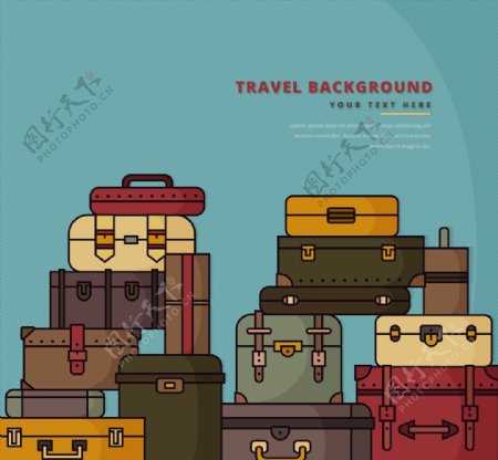 彩绘堆叠起来的行李箱