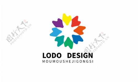 原创彩色花朵logo设计
