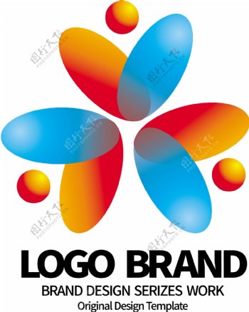 矢量红蓝爱心V字母志愿者LOGO标志设计