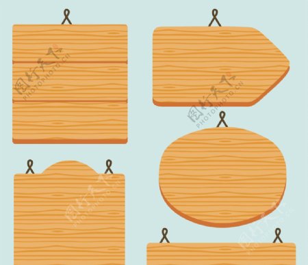 五个木制平面标志