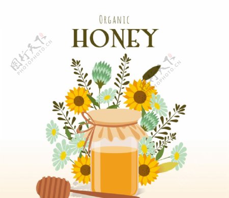 蜂蜜背景与花卉