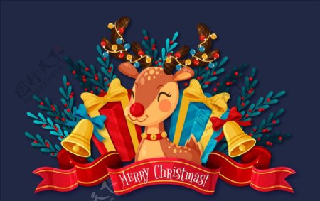 圣诞节小鹿插画