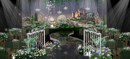 梦幻绿色森系花园婚礼效果图设计