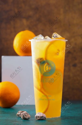 柳橙果粒茶