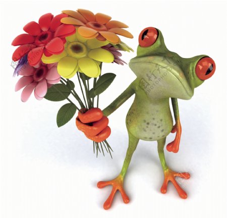 青蛙献花