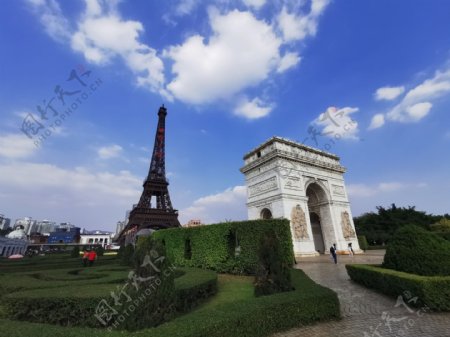 深圳世界之窗凯旋门与巴黎铁塔