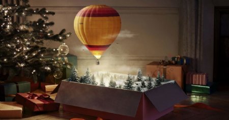 圣诞神奇景色热气球