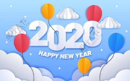 2020年彩色气球贺卡