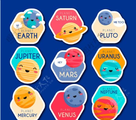 9款可爱太阳系行星标签