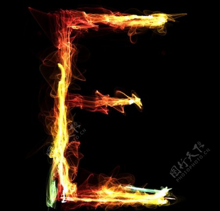 烟雾火焰文字字母E