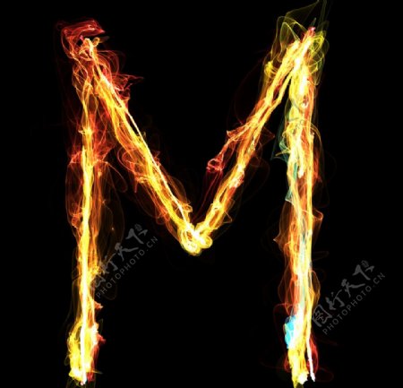 火焰文字字母M