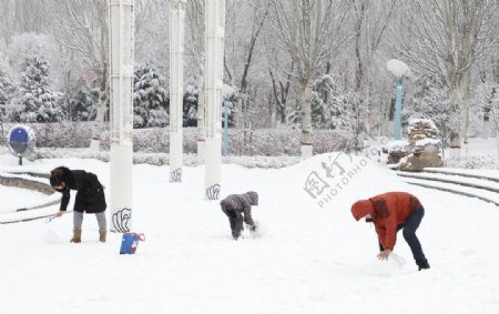 孩子玩雪
