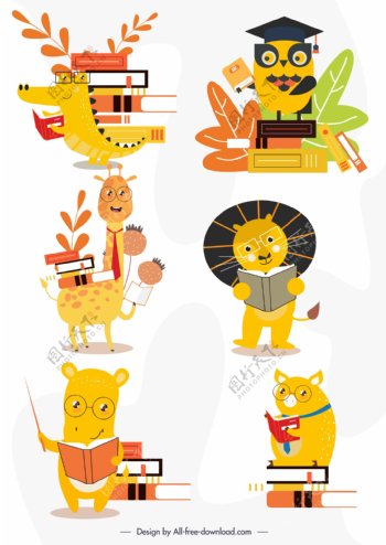 6款卡通黄色动物设计