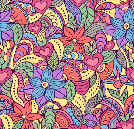 创意手绘可爱植物花卉背景底纹