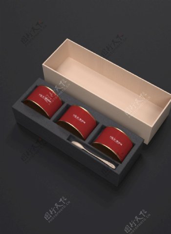 罐装礼盒茶叶包装样机黑色系列