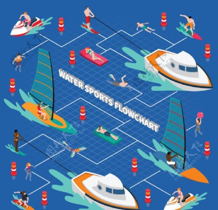 游艇比赛主题插画