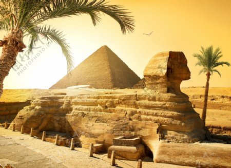 埃及沙漠金字塔狮身人面像