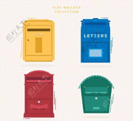 彩色邮筒设计矢量素材