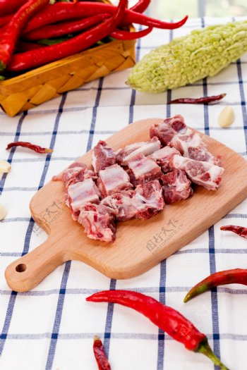 排骨猪肉美食食材背景素材
