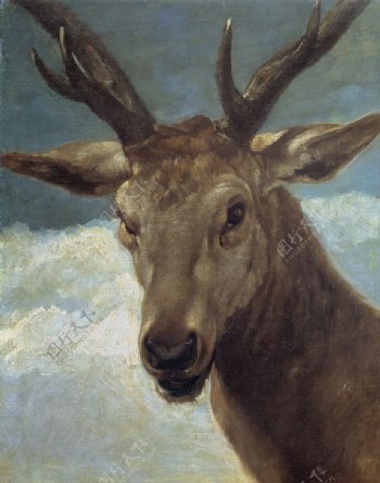 动物麋鹿油画