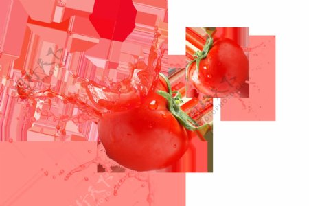 西红柿水果飞溅合成海报素材