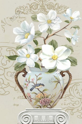 古典花瓶装饰画