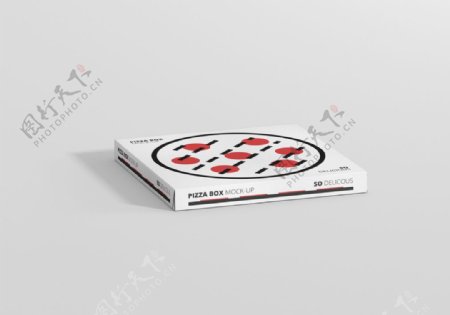 披萨包装盒效果图样机智能贴图