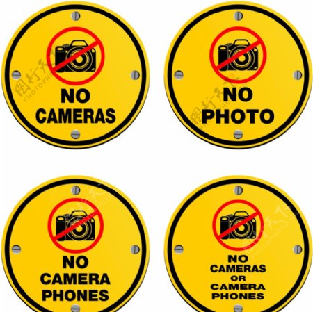 圆形禁止拍照警示牌