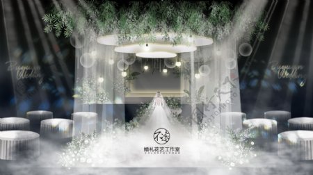 婚礼婚庆效果图白绿森系