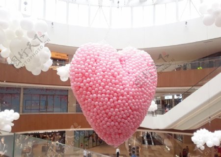 七夕爱心粉红色气球