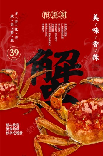 蟹肉美食活动宣传海报素材图片