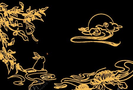 中秋节日复古传统背景素材图片