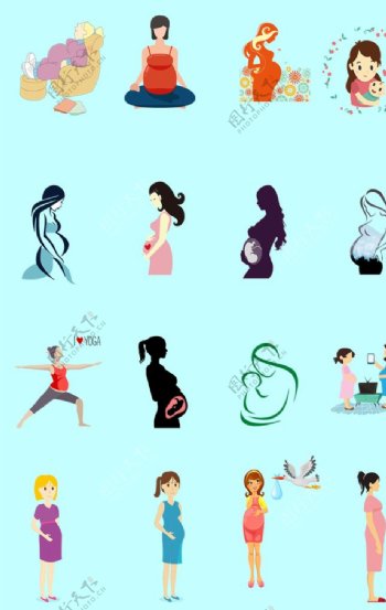 孕妇人物素材卡通粉色孕妇图片