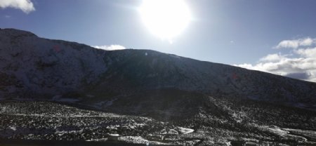 雪山日落风光图片
