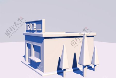 C4D白膜小房子图片